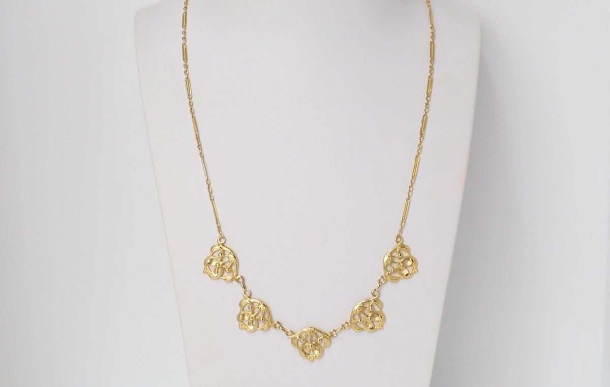 Collier Draperie En Or Jaune Ajouré