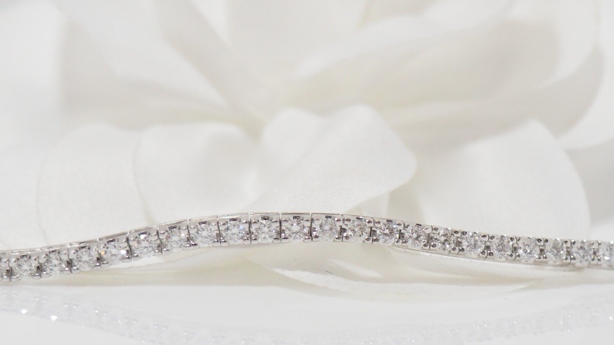 Bracelet Rivière En Or Blanc Et Diamants 2cts-photo-2