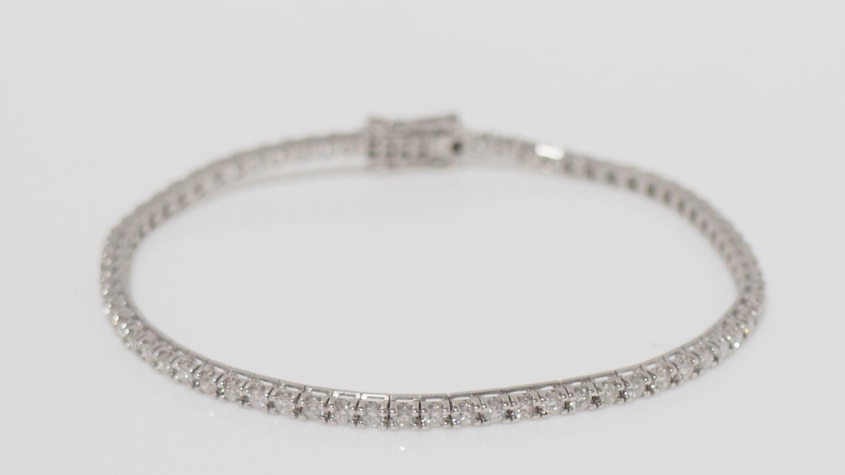 Bracelet Rivière En Or Blanc Et Diamants 2cts-photo-4