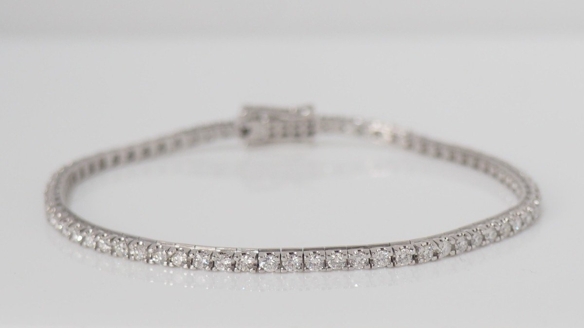 Bracelet Rivière En Or Blanc Et Diamants 2cts-photo-2