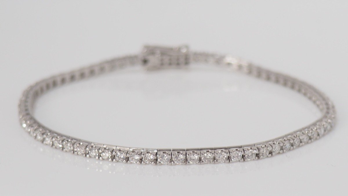 Bracelet Rivière En Or Blanc Et Diamants 2cts-photo-3