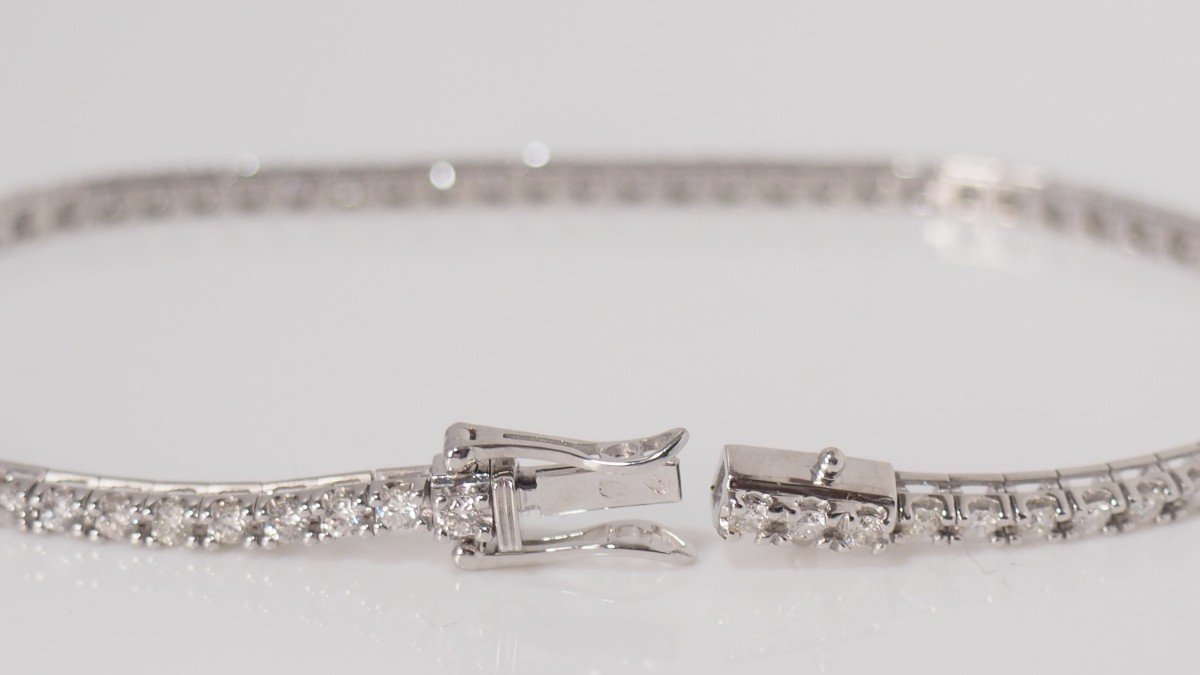 Bracelet Rivière En Or Blanc Et Diamants 2cts-photo-4