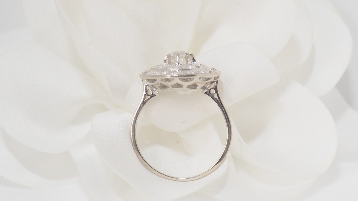 Bague Double Entourage En Or Blanc Et Platine-photo-3