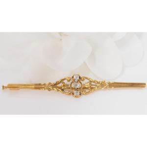 Barrette Brooch In Yellow Gold And Diamonds