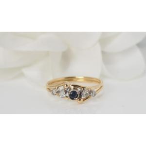 1940s Ring In Yellow Gold, Sapphire And Diamonds
