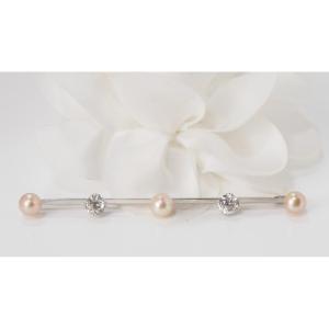 1930s Barrette Brooch In White Gold, Diamonds And Cultured Pearls