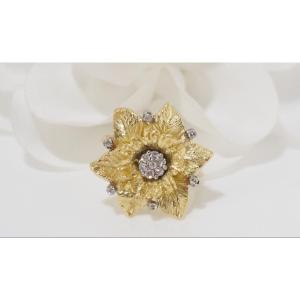 Bague Fleur En Or Jaune Et Diamants