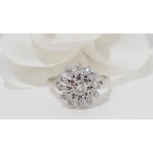 Bague Marguerite En Or Blanc Et Diamants