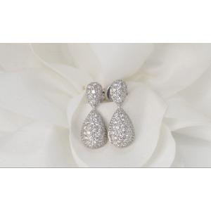 Paire De Pendants d'Oreilles  En Or Blanc Et Diamants