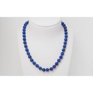 Collier De Perles de Lapis Lazuli Et Fermoir En Or 