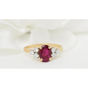 Bague En Or Jaune Rubis Et Diamants