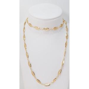 Filigree Mesh Long Necklace In Yellow Gold