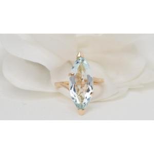 Vintage Ring In Yellow Gold And Aquamarine