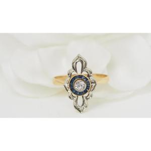 Openwork Ring In Yellow Gold And Sapphire