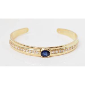 Bangle Bracelet In Yellow Gold, Sapphire And Diamonds 