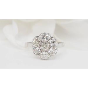 Bague Fleur En Platine Et Diamants 