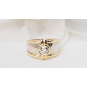 Two Tone Gold And Diamond Bangle Ring 