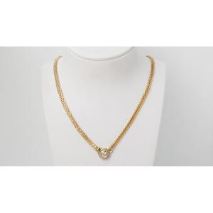 Collier Solitaire En Or Jaune Et Diamant 