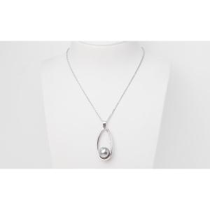 White Gold Necklace, Tahitian Pearl And Diamonds