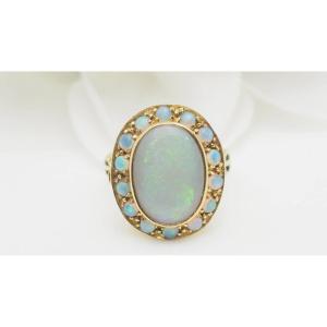 Old Ring In Yellow Gold And Opal Cabochon