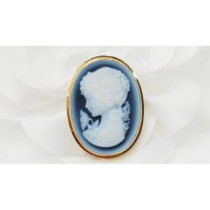 Pendentif Broche Or Jaune Camée Et Onyx 