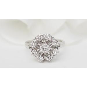 Bague Marguerite En Or Blanc Et Diamants 