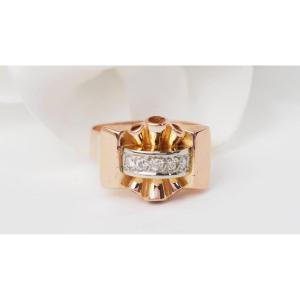 Tank Ring In Rose Gold And Diamonds