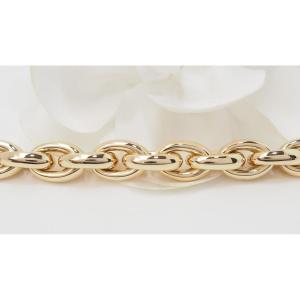 Bracelet Souple Maille Forçat Ovale En Or Jaune Et Diamant
