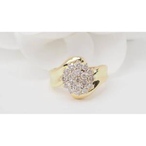 Bague Pavée En Or Jaune Et Diamants