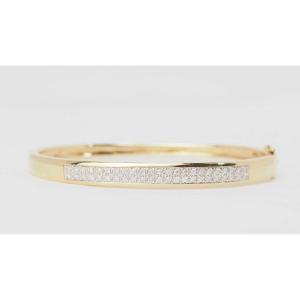 Bracelet Jonc Ouvrant En Or Jaune Et Diamants 