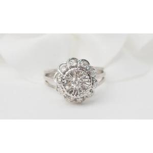Bague Marguerite d'Occasion En Or Blanc Et Diamants