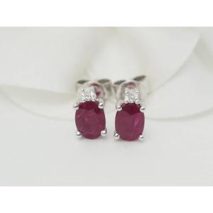 White Gold, 2.20ct Ruby And Diamond Stud Earrings