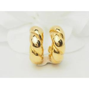Yellow Gold Twisted Hoop Earrings