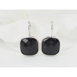 White Gold And Onyx Earrings