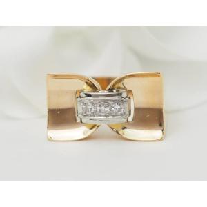 Bague Tank en or jaune et diamants