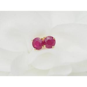 Yellow Gold And Ruby Stud Earrings