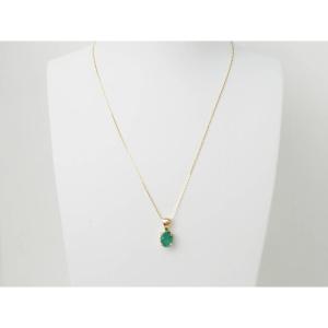 Yellow Gold And Emerald Solitaire Necklace 