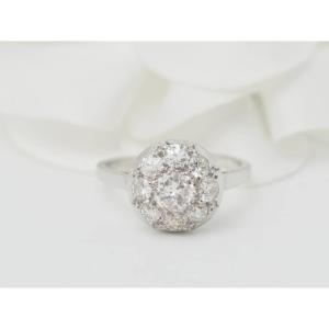 Bague ancienne en platine et diamants 