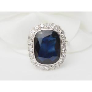 Pompadour Ring In White Gold, Sapphire And Diamonds 