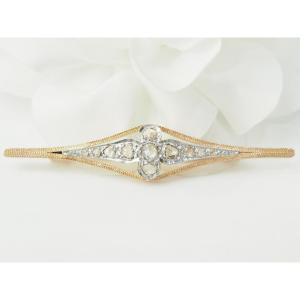Two-tone Gold And Diamond Barrette Brooch