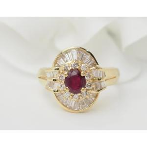 Yellow Gold, Ruby And Diamond Skirt Ring 