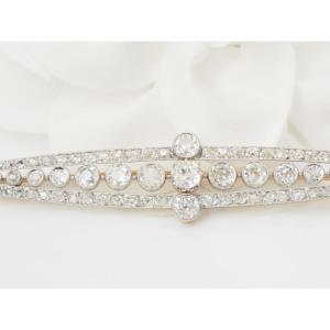 Importante broche Art Déco en or jaune platine et diamants