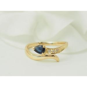 Yellow Gold, Sapphire And Diamond Snake Ring