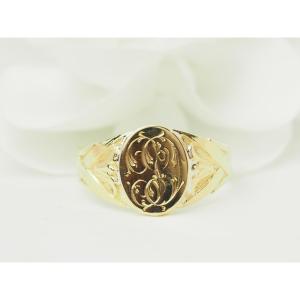 Engraved 18k Yellow Gold Chevalière