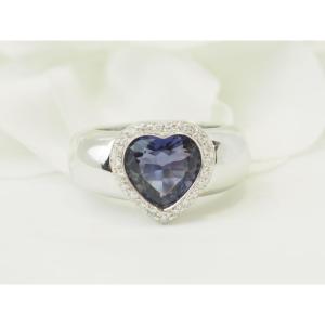 Poiray Heart Ring In 18 Carat White Gold, 2.40 Ct Tanzanite & Diamonds