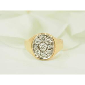 Yellow Gold And Diamond Signet Ring
