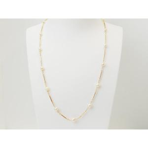 Collier vintage en or jaune 18 carats et perles de culture