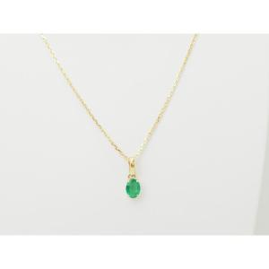 Collier solitaire émeraude naturelle 0,65 carat en or jaune