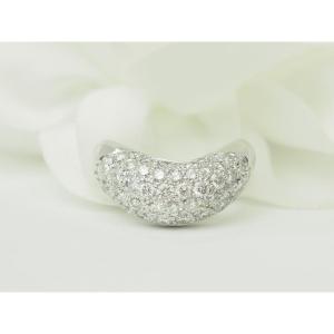 Bague Vague Pavée de Diamants en Or Blanc 