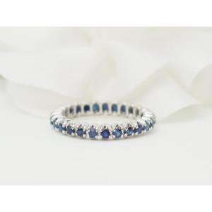 Alliance complète or blanc et saphirs bleus